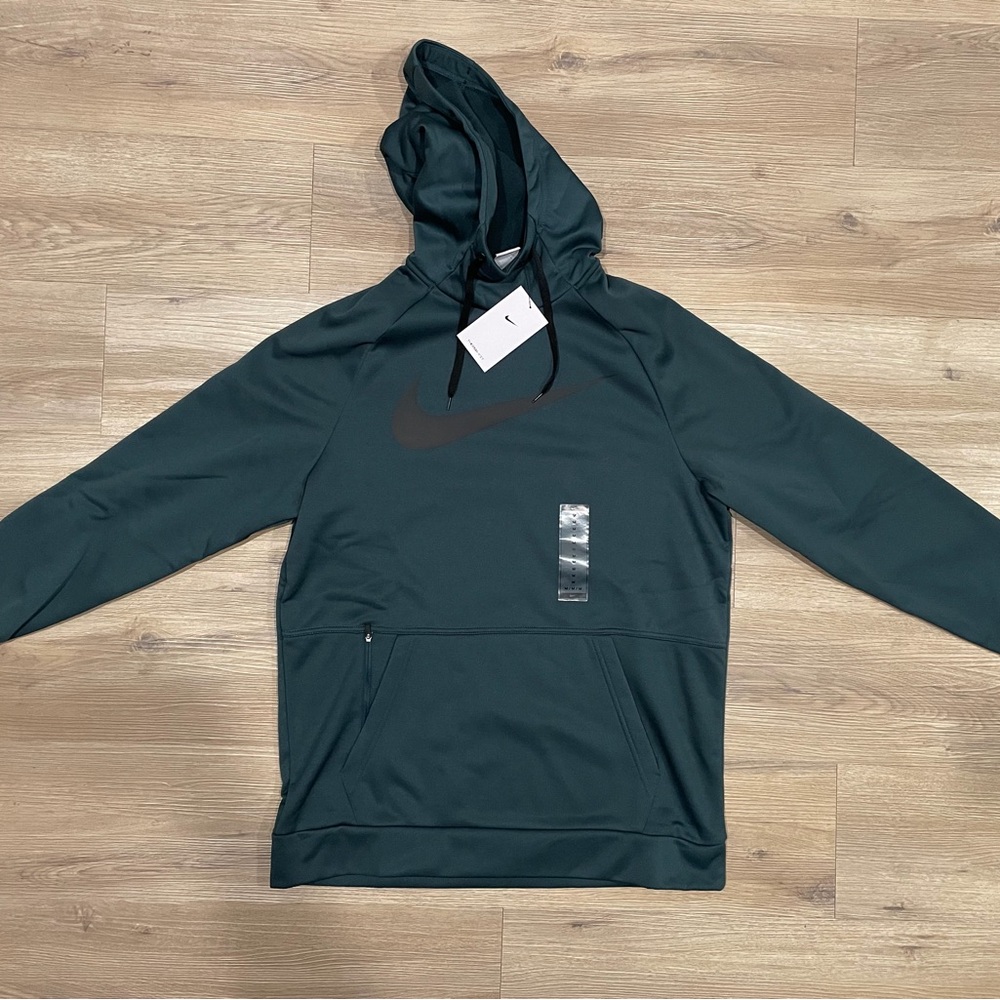 Nike Therma-FIT Pullover Fitness Deep Jungle Hoodie Sweatshirt Mens Medium